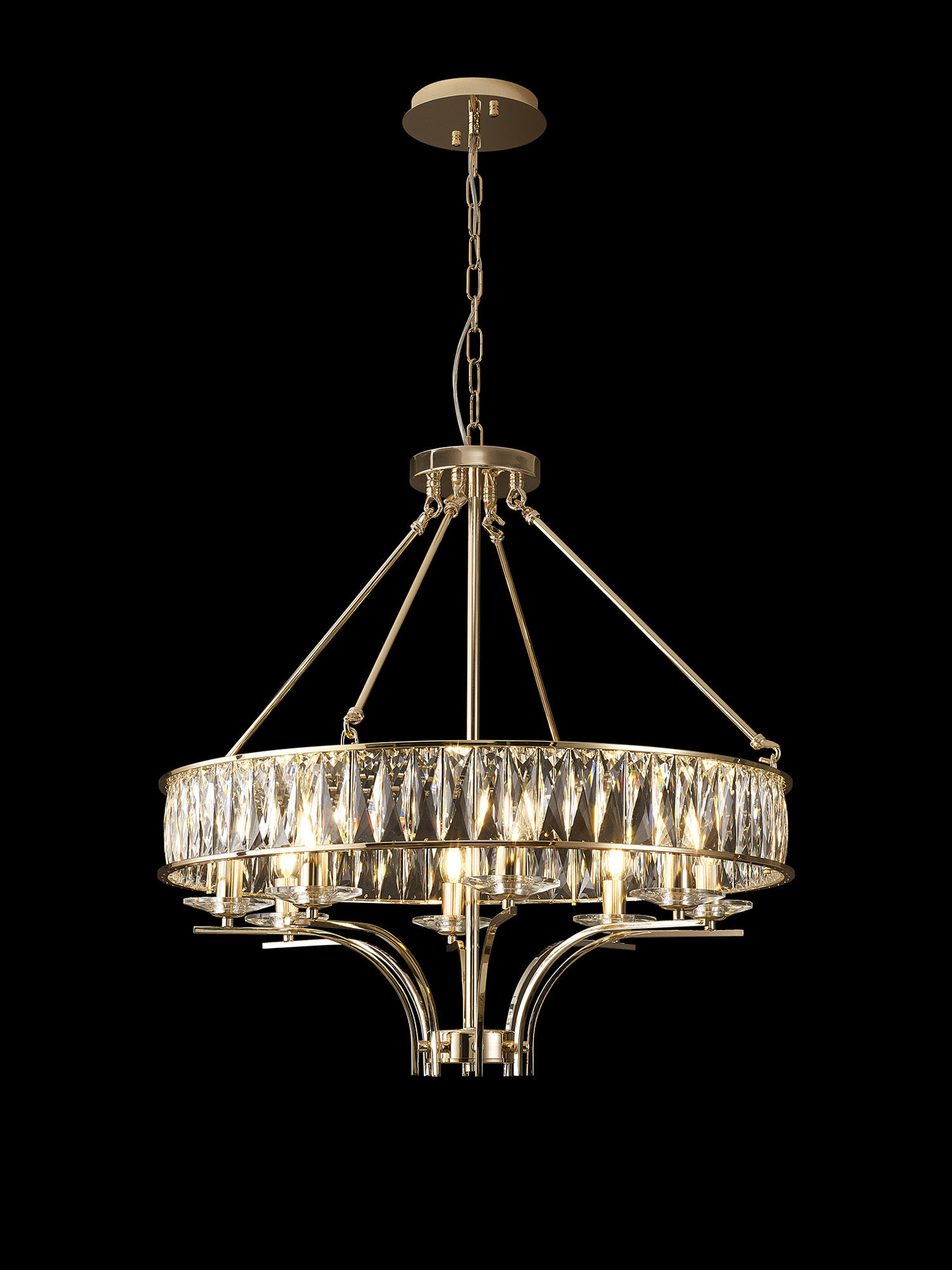 IL31826  Vivienne Crystal Pendant/Semi Ceiling 8 Light French Gold